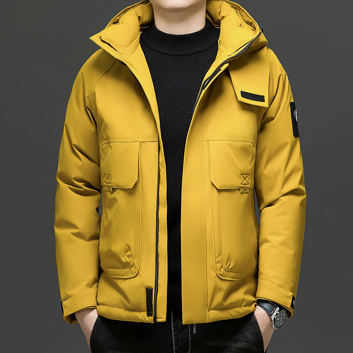 

High Quality Men's Hooded White Duck Down Jackets 2025 Winter Warm Puffer Coats Outwear Windproof Thicken Padded Tops Clothing