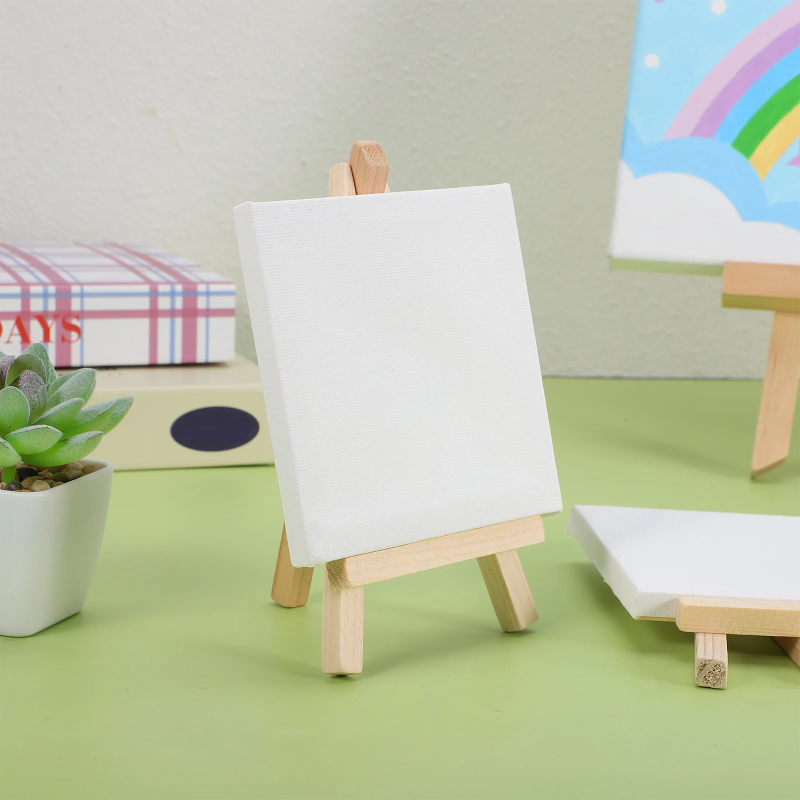 Graffiti Frame Set Mini Canvases with Easel Painting for Kids Table Display Picture Stand Easels