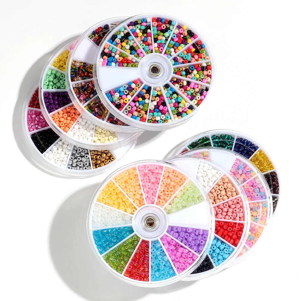 2000pcs/Lot 12Grids Glass Seed Beads Set Charms Jewelry Beads For Bracelet Necklace Earrings Handmade Craft DIY Jewelry Making