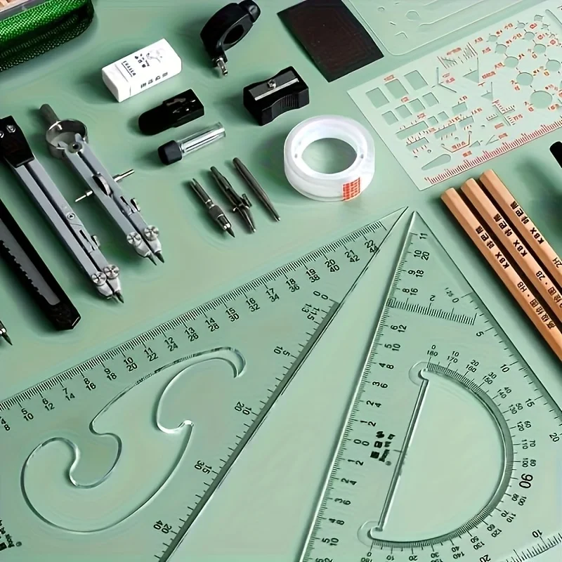 27 pieces (large) a precision measuring instrument set, durable plastic structure, essential for CAD, physics and technical draw