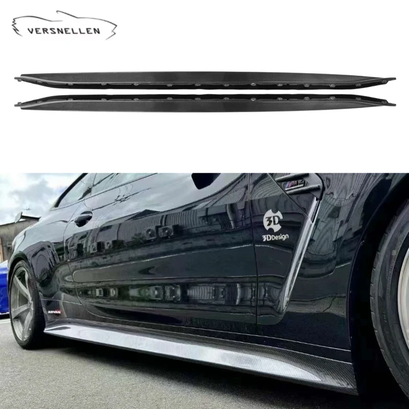 

Высококачественные боковые юбки для BMW M3 G80 4-дверные M4 G82 G83 2-дверные 2021+ 3D-стиль, боковые юбки бампера из настоящего углеродного волокна