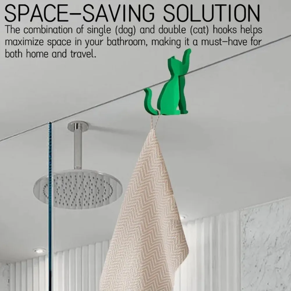 2Pcs 8mm Bathroom Shower Hook,No Need for Drilling and Pasting,Towel and Clothing Hook,Cute Design Auxiliary Hook,Utility Hooks