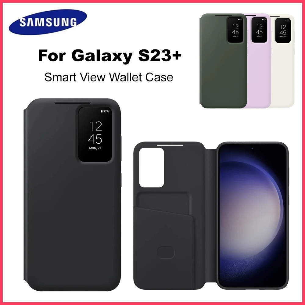 

Оригинальный чехол для смартфона Samsung Galaxy S23 + Smart View Wallet для Galaxy S23 + S-View, слот для карты, защитный чехол EF-ZS916