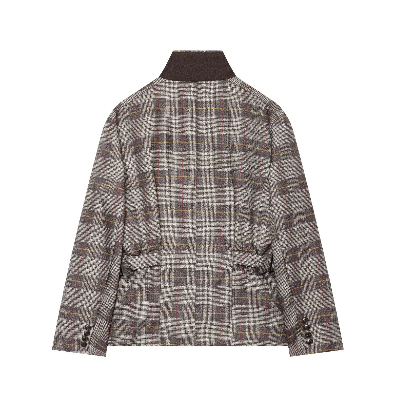 KONDALA Women Fall Elegant Double-breasted Plaid Blazer Vintage Commute Waisted Blazer 2026 Autumn Trendy Leisure Classic Blazer