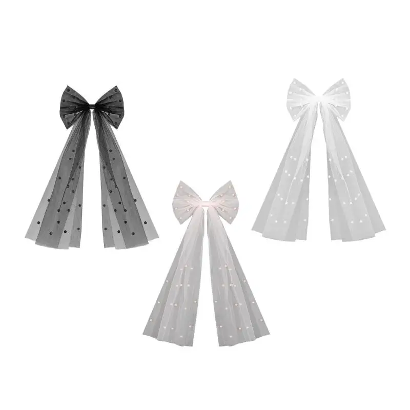 

A52E Luxurious Sparkling Bowknot Hair Jewelry Bridal Headpieces Party Bowknot Hair Eye-catching Hair Jewelry Pearls