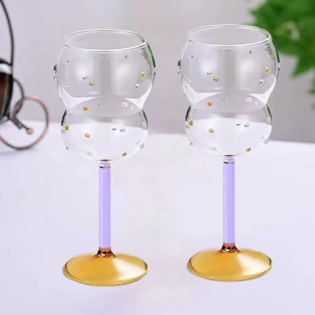 Creative Artistic Color Gem Glass Colorful Sugar Bean Korean Style Goblet Modern Simple Gourd-shaped Transparent Red Wine Glass