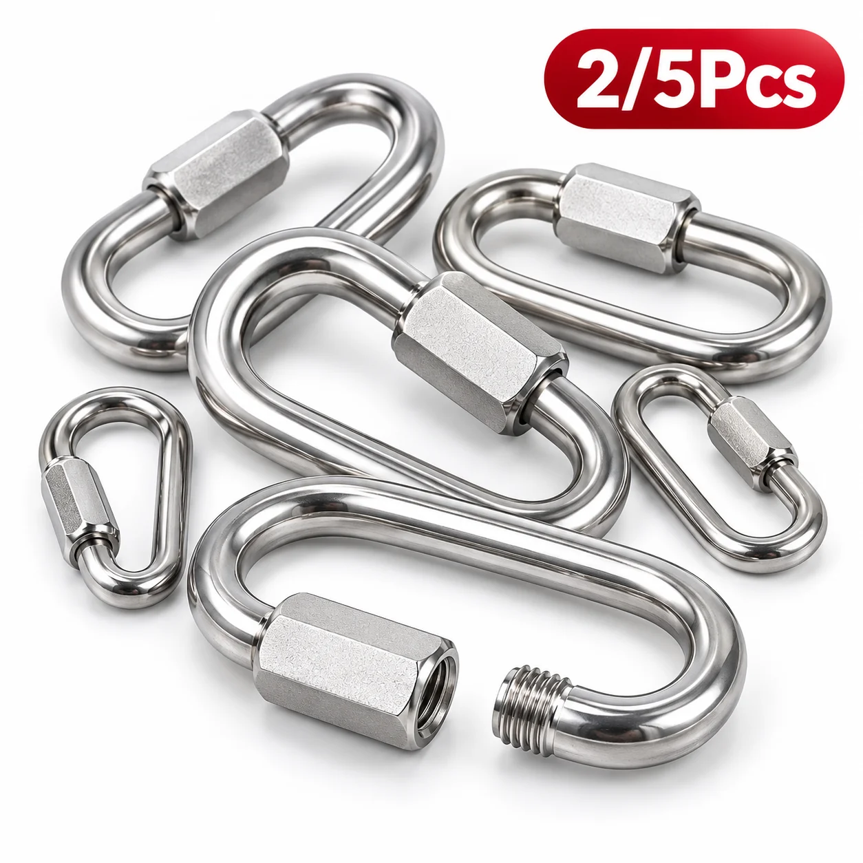 2-5Pcs 304 Stainless Steel Spring Snap Hook O Ring Oval Carabiner Clip Buckle Quick Link Lock Rings Hanger Hooks Accessories