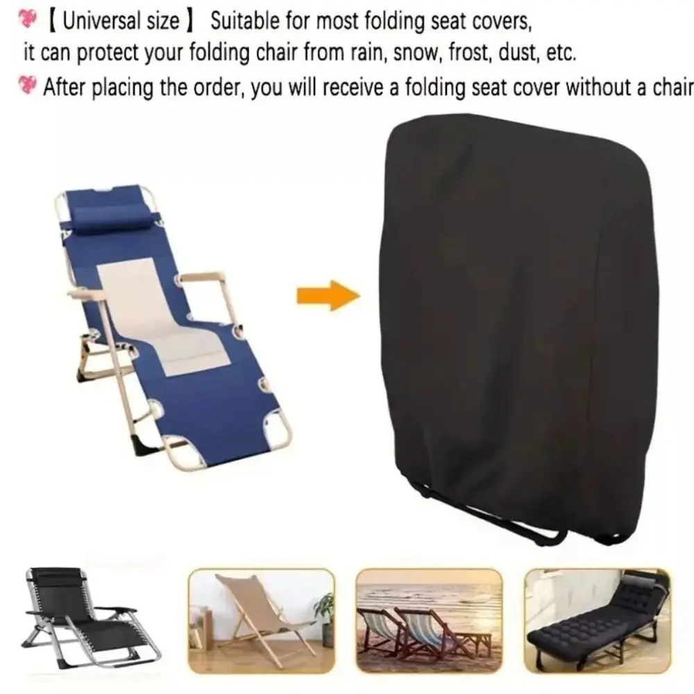 Garden/Outdoor Folding Chair Cover, Black Waterproof & UV-Resistant, Durable Fabric Protector for Patio Furniture, All-Season
