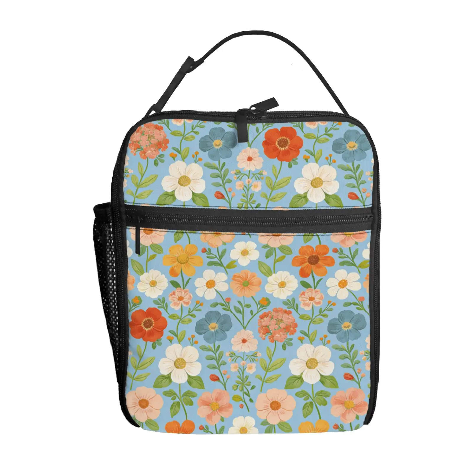 

1pc Elegant Floral Print Lunch Bag Handbag High-Quality Cute Casual Party Picnic School Gift for Daily Use