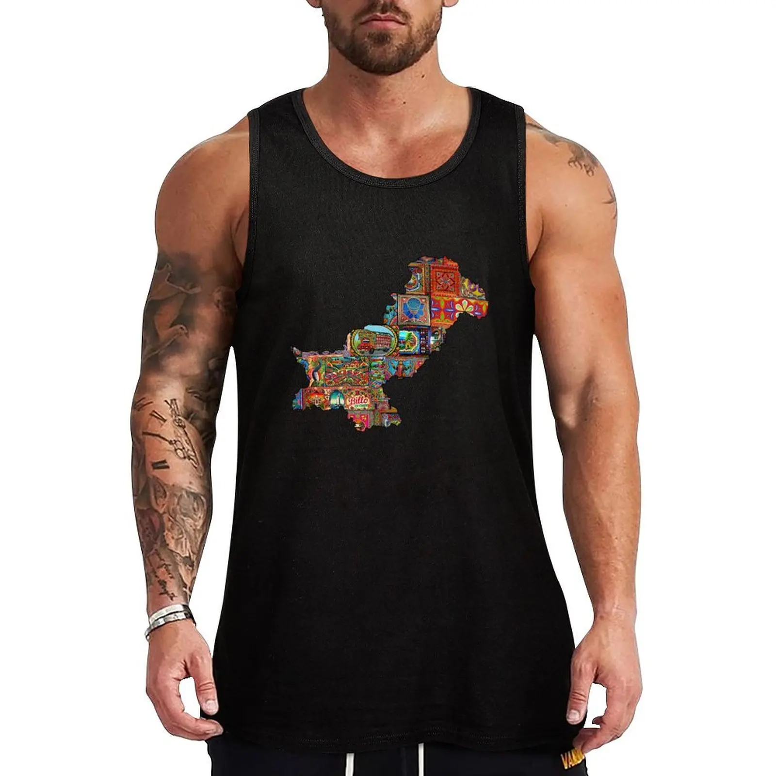 

Truck Art Unique Style Desi Touch Pakistan Map within Pakintani Truck Art Tank Top Men's t shirt Male vest t-shirts for men