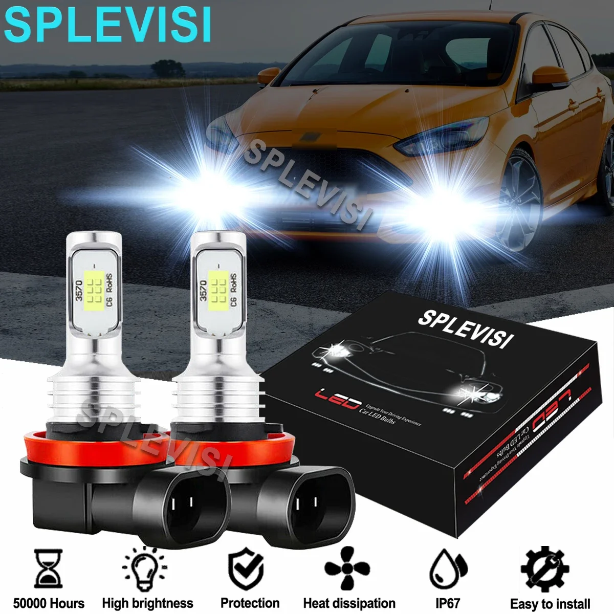 

2x LED Foglight Bulbs 6000K White For Ford Mondeo MK5 2012-2020 FIESTA 2017 2018 2019 2010 2011 2012 2013 2014 2015 2016-2020