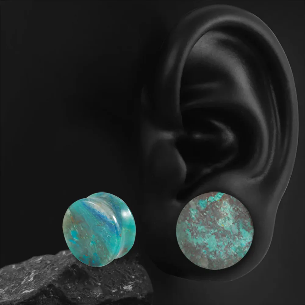 

2Pcs Natural Phoenix Stone Ear Gauges Plugs Expander Ear Stretcher Piercing Body Piercing Jewelry