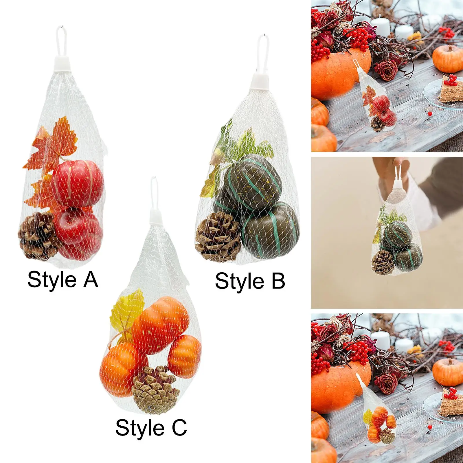 Fall Fake Pumpkins Model Artificial Vegetables Maple Mini DIY Reusable Mini Simulation Pumpkins Model for Halloween Home - view 3