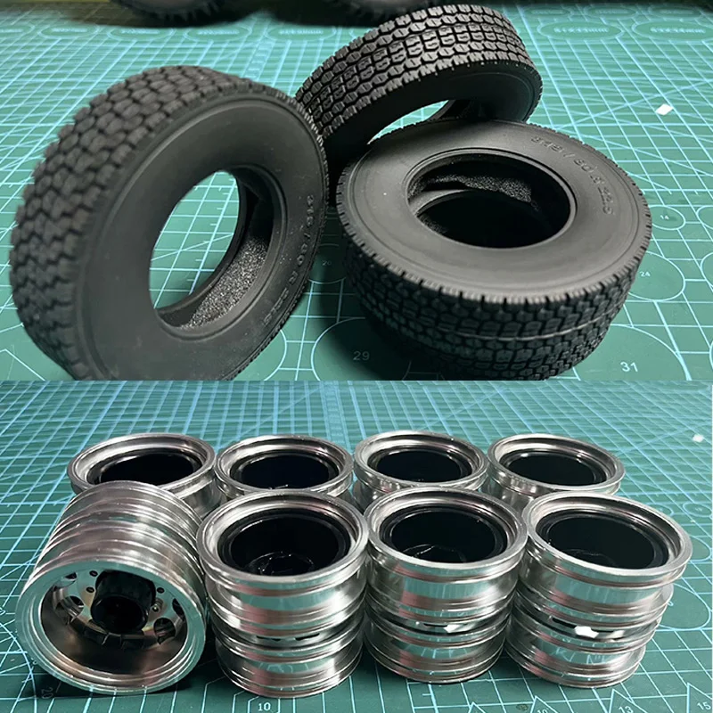 

2pcs CNC Aluminum Alloy Wheels Hub Narrow Tires Thickened Gravel Tires for 1/14 Tamiya RC Truck Tipper Rear Wheels Universal