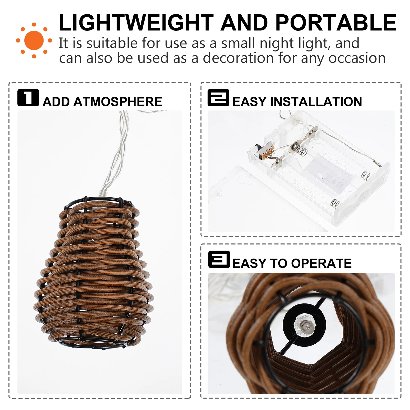 

LED Decorative Lights String Imitation Rattan Design Party Celebration Festive Atmosphere Lighting Warm Color LED String Lamp