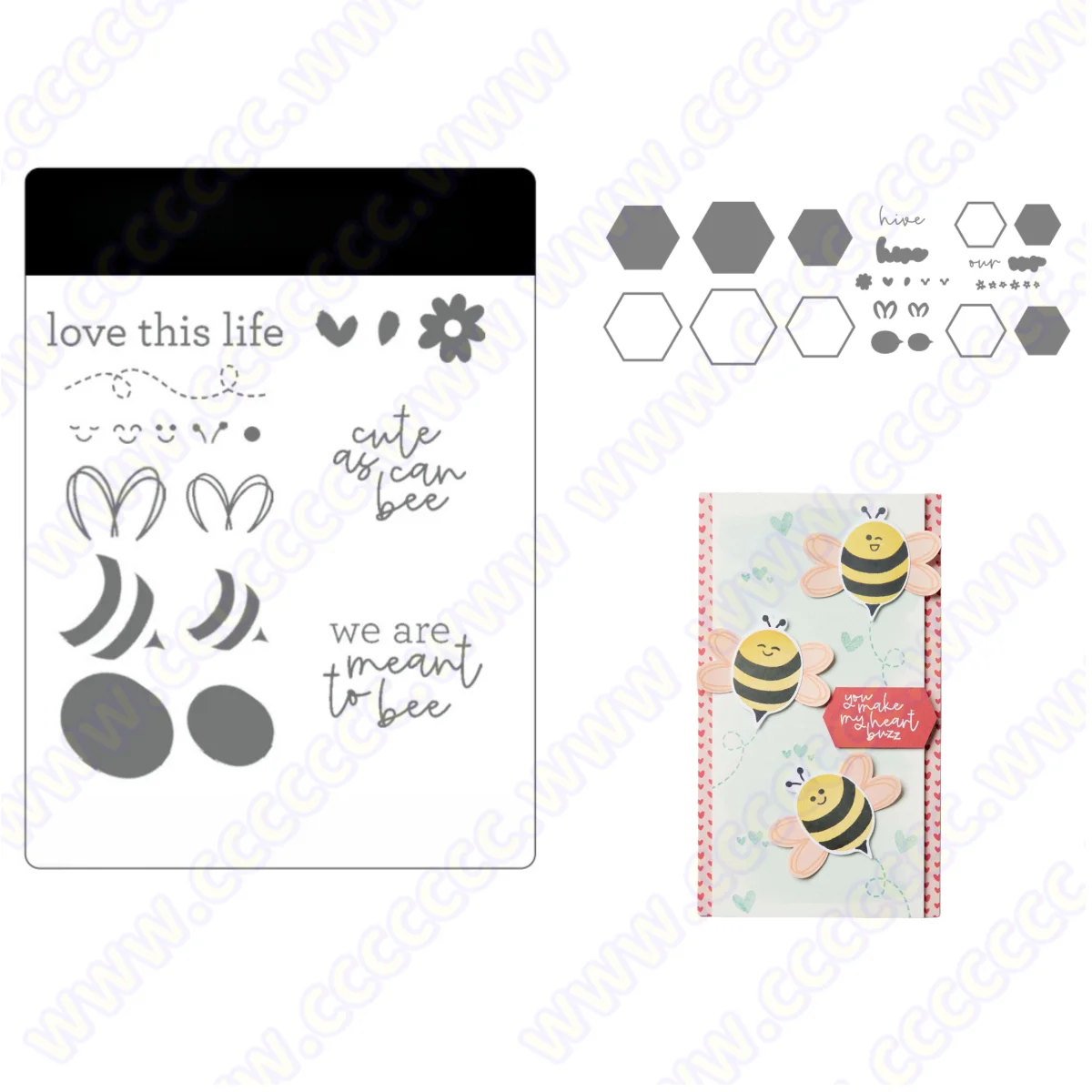 

Spring Bee Love This Life Valentine's Day Clear Stamps Metal Cutting Dies DIY Making Card Scrapbook Embossed Paper Album Craft