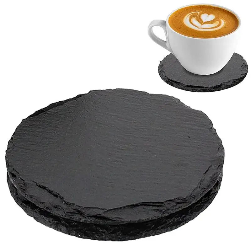 Slate Serving Tray Round Natural Stone Dinner Plates Food Tray Slate Platter 4 In Diameter Plates For Cake Appetizers Cheese