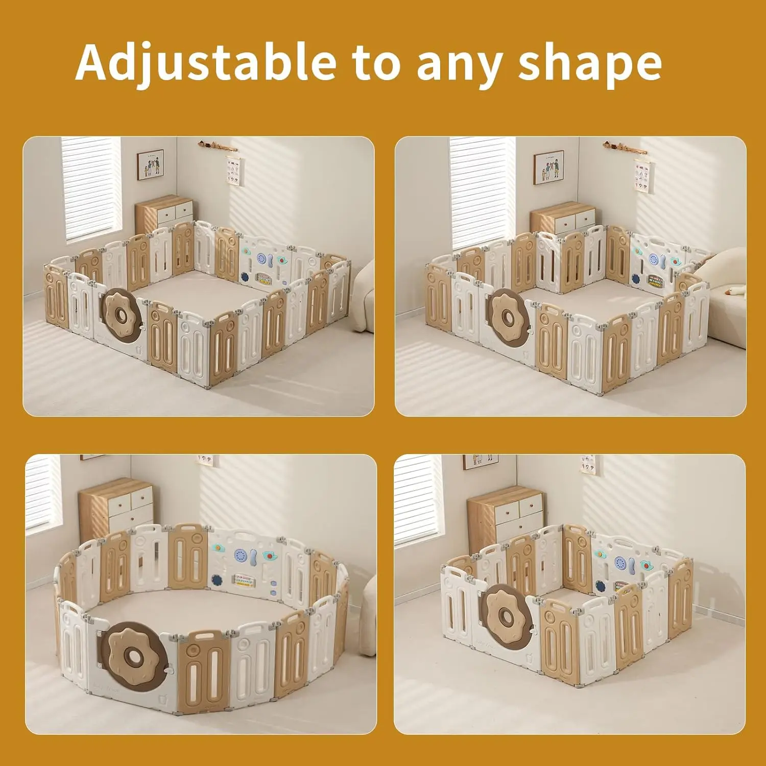 Parque infantil plegable para bebés y niños pequeños, patios de juego portátiles para niños con puerta de seguridad, 14/18/22 paneles