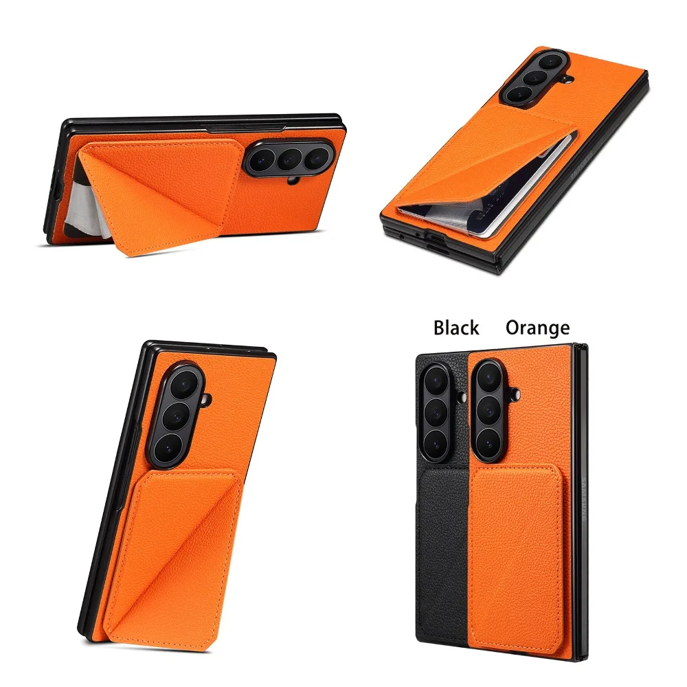 

Solid Color Leather Folding Phone Cover for Samsung Galaxy Z Fold7/Z Fold6/Z Fold5 with Back Hide Card Slot