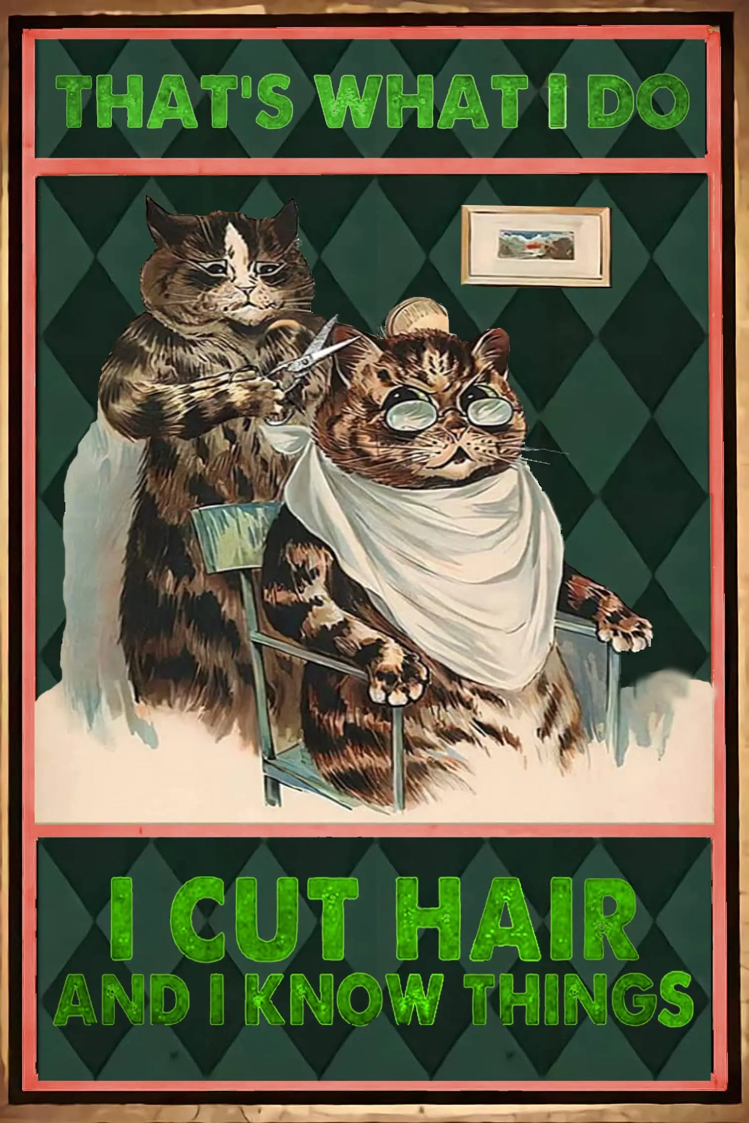NENAWOS That's What I Do I Cut Hair And I Know Things Beauty Salon Hair Salon Decor Hair Stylist Cat Retro Metal Tin Sign Vi