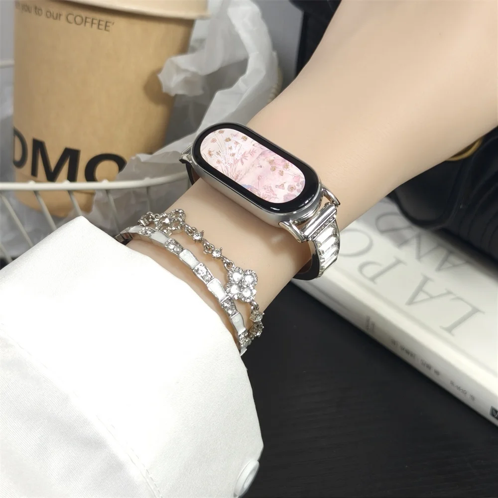 حزام سوار معدني متلألئ من الألماس مناسب لـ Xiaomi Band 8Pro/9Pro، لـ Mi band 3/4/5/6/7,8/8NFC/9/9NFC/10/10NFC، لـ Redmi Wat