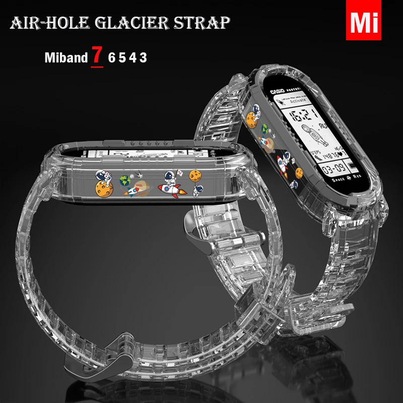 Glacier Bracelet For Xiaomi Mi Band 7 NFC Sport Printed Miband7 Quick Replacement Transparent watchband on mi band 6 5 4 3 strap