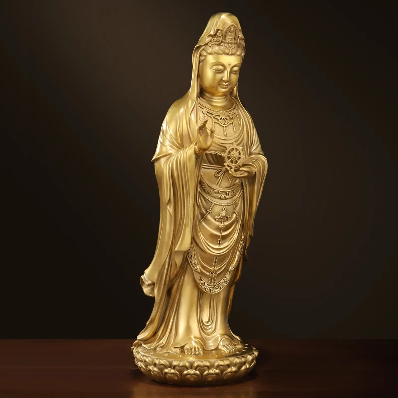 

Household offering brass Buddha statue ornament brass Nanhai Guanyin home office metal figure sculpture
