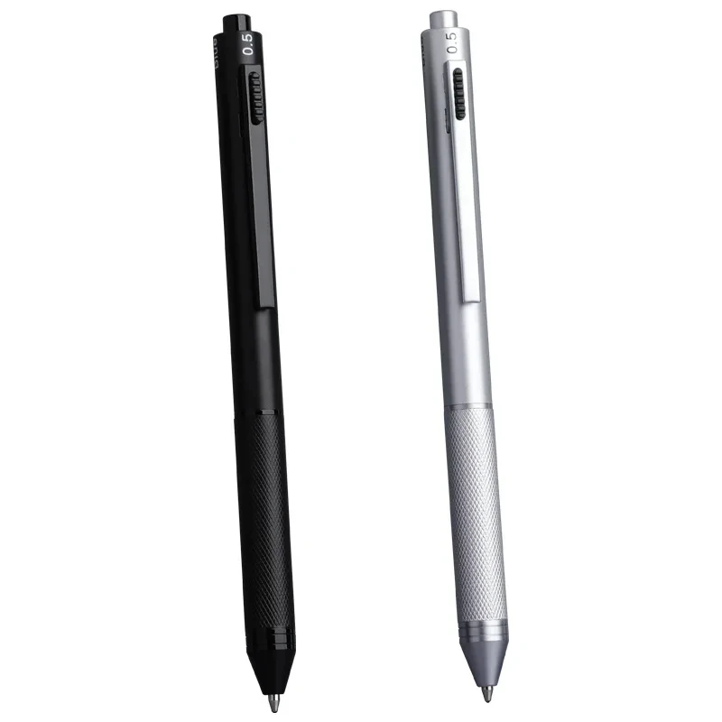 4 In 1 Multifunction Luxury Pen, 0.7mm 3 Color Ballpoint 0.5mm Mechanical Pencil, Gravity Sensor Metal Retractable Pens Długopis