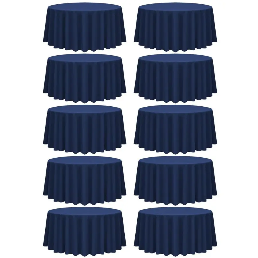 

Набор из 10 круглых скатертей диаметром 90 дюймов, темно-синяя полиэстеровая ткань, устойчивая к пятнам и складкам, моющаяся.