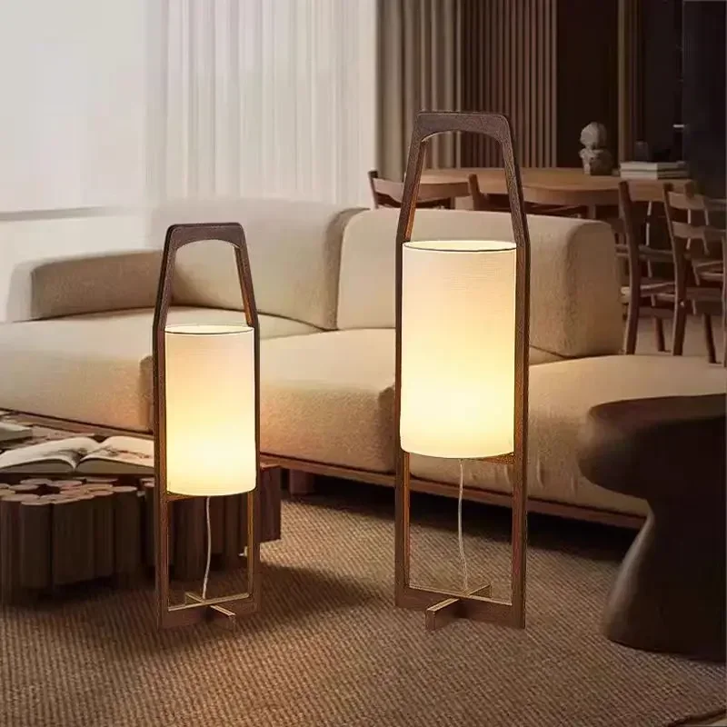 

Japanese Floor Lamp Retro Wabi Sabi Style Homestay Living Room Sofa Lamp Tea Room Art Wooden Hotel Standing Lamp