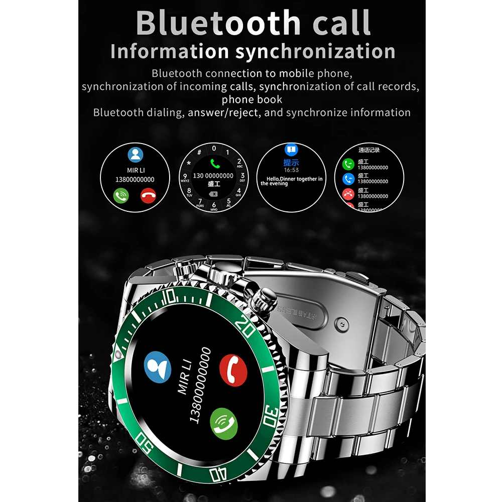 Smart Watch Blue tooth Call Message Display DIY Wallpaper Heartrate Blood Pressure Sports Smartwatch Women Men Waterproof Music