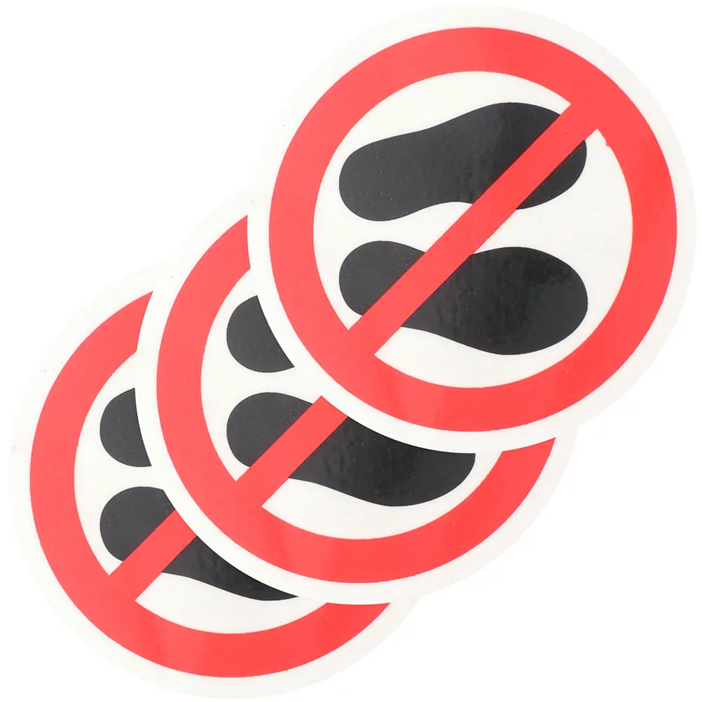3Pcs No Trampling Stickers Safety Warning Signs Caution Decals Round Labels Strong Adhesive Traffic Safety Mark