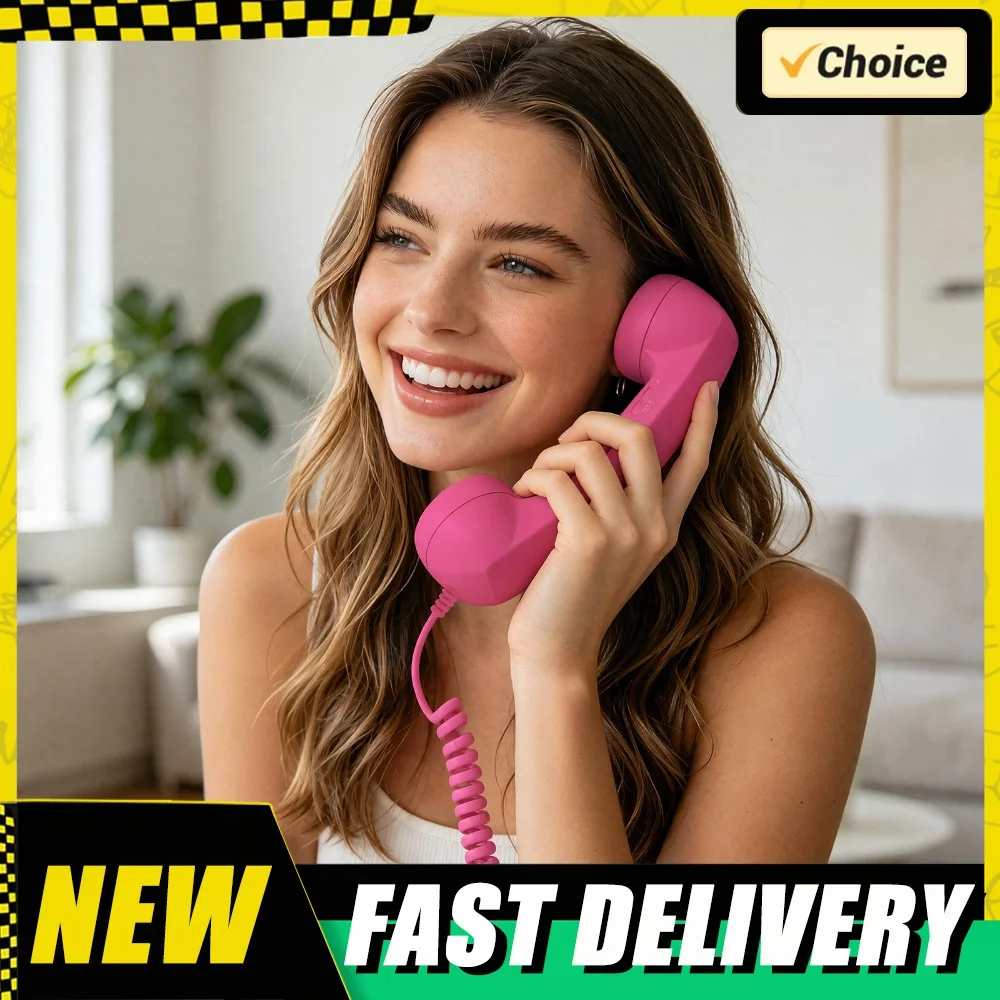 Retro Phone Handset Old Fashioned Wired Telephone Receiver with Mic & Volume Control Plug‑and‑Play Vintage Telephone Handset