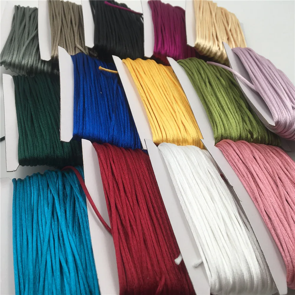 2mm Braided Macrame Silk Macrame Cord Rope Thread Wire DIY Chinese Knot Satin Bracelets Making Findings Beading 20 Meters Lot