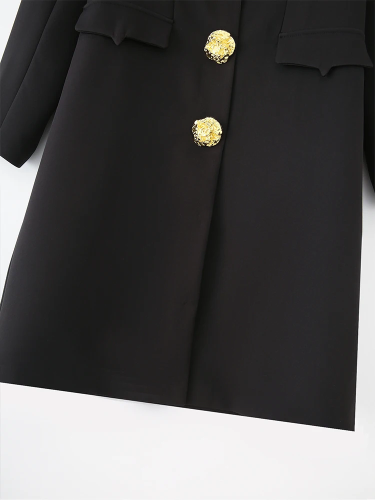 تنورة بدلة طويلة معدنية كبيرة على الطراز الأوروبي متعددة الاستخدامات ذات صدر واحد على شكل خاص