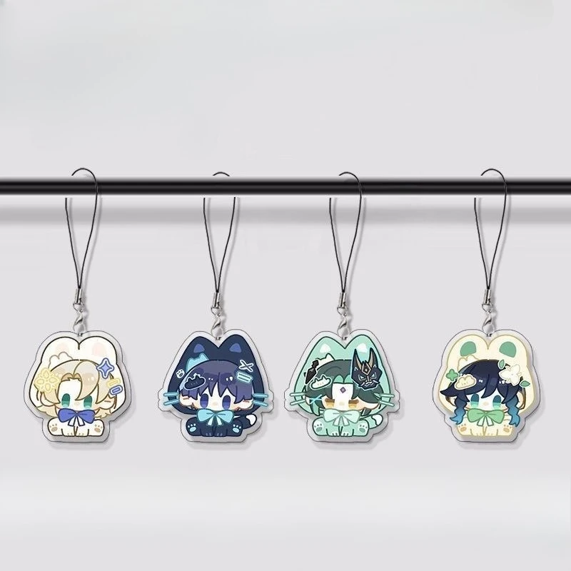 4 шт. Genshin Impact Venti Wanderer Albedo Xiao kawaii мобильный кулон украшение для рюкзака маленький подарок