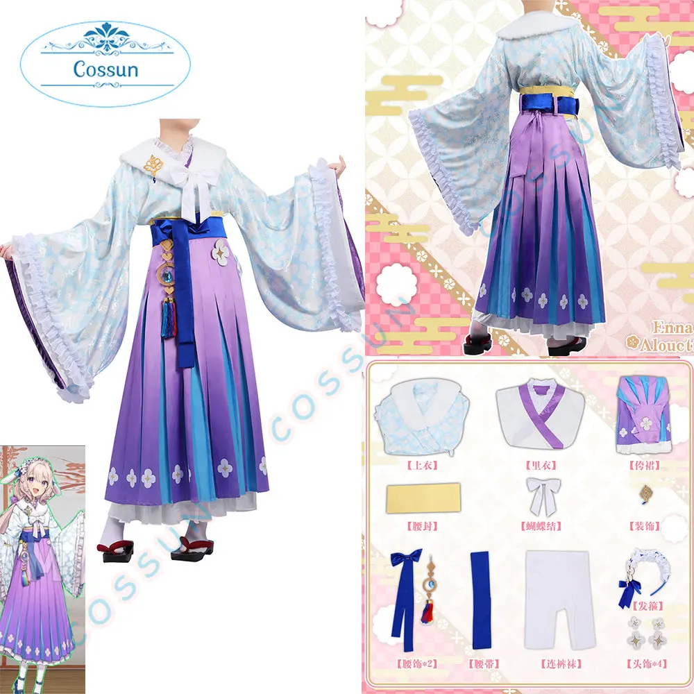 Game Vtuber Nijisanji Enna Alouette Near Year Cosplay Costume Halloween Party Role Play Outfit Kimono Suit Women