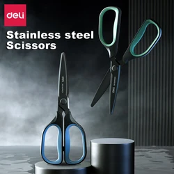 Deli Forbici in acciaio inossidabile Coltello curvo 3D Lama nera Home Office Artigianale a mano Forbici da taglio antiaderenti Cancelleria scolastica