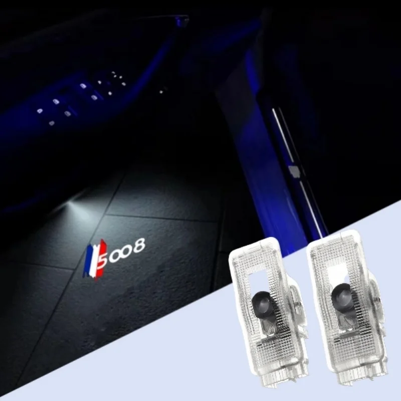 

2Pcs Car Wireless Door LED Welcome Courtesy Shadow Projector Lamp Logo Light For Peugeot Rcz 508 5008 407 408 4008 308 3008