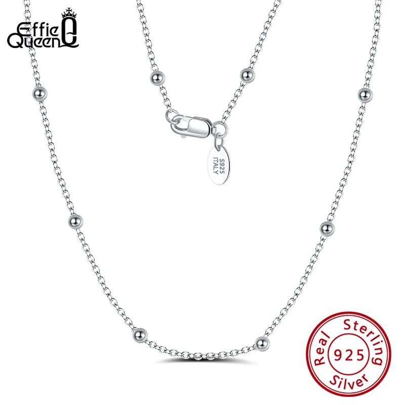 

Effie Queen 925 Sterling Silver 2mm 3mm Beaded Link Chain Necklaces Ball Beads Chain Choker Necklaces DIY Jewelry Collar SC43
