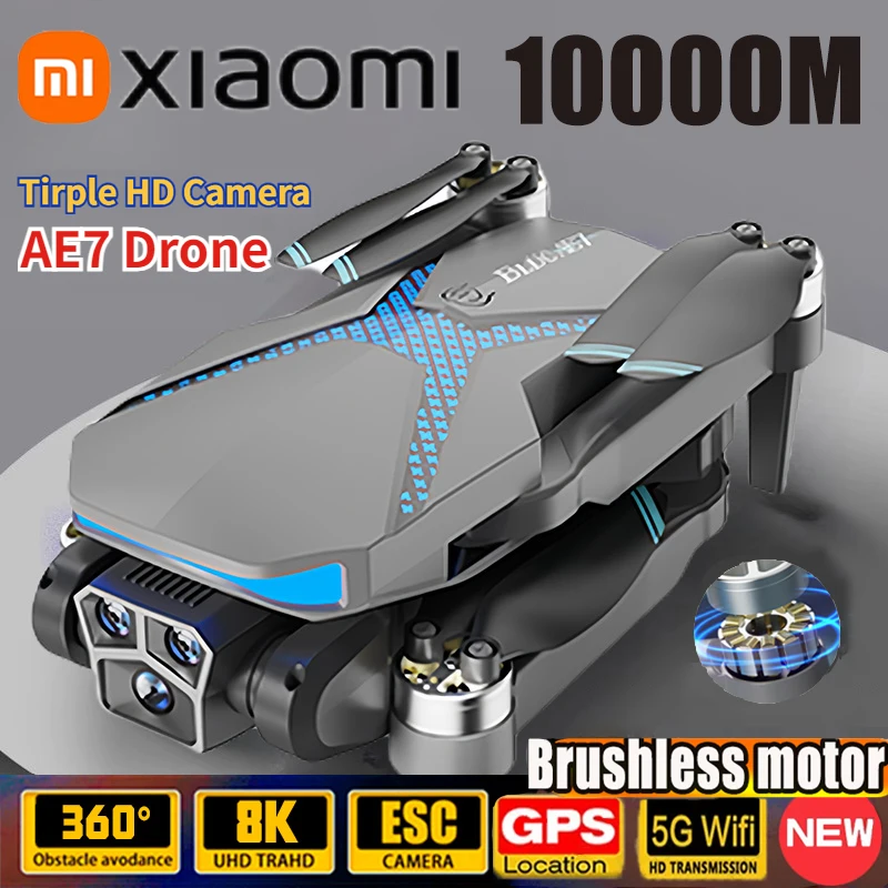 Xiaomi AE7 Drone HD8K Profesional Triple Camera Aerial Photography GPS FPV Brushless Obstacle Avoidance RC Quadcopter 10000M