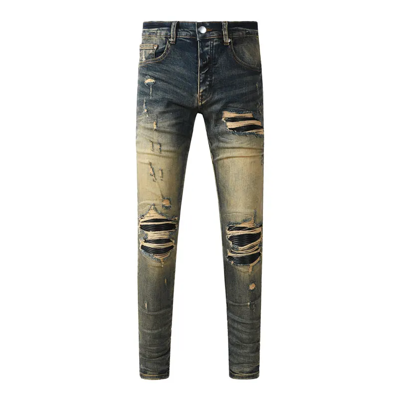 

Street Fashion Designer Men Jeans Retro Washed Stretch Skinny Fit Patched Ripped Jeans Men Hip Hop Brand Y2K Denim Pants Hombre