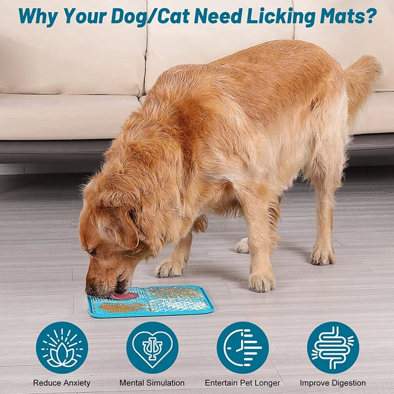 Lick Mat For Dogs, Food-Grade Silicone Dog Lick Mat As Dog & Cat Slow Feeder, Dog Licking Mat With Suction Cups