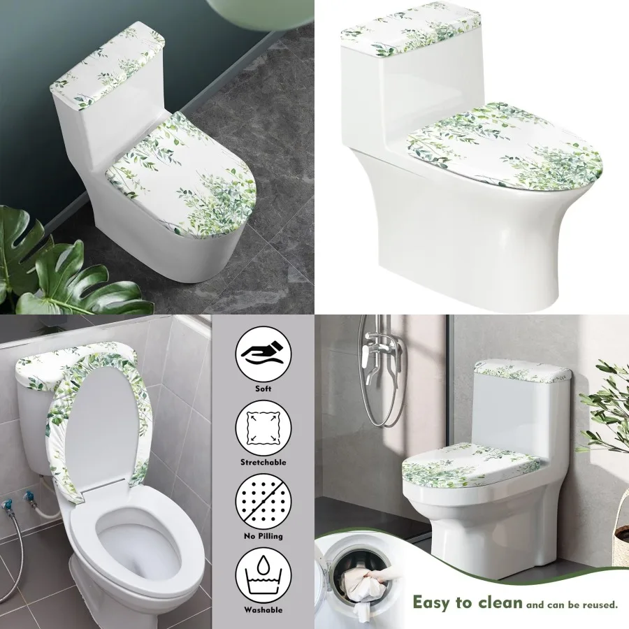 

Washable Green Vine Toilet Lid Tank Cover with Universal Fit for Standard Oblong and Elongated Toilets Stylish and Practical Ho