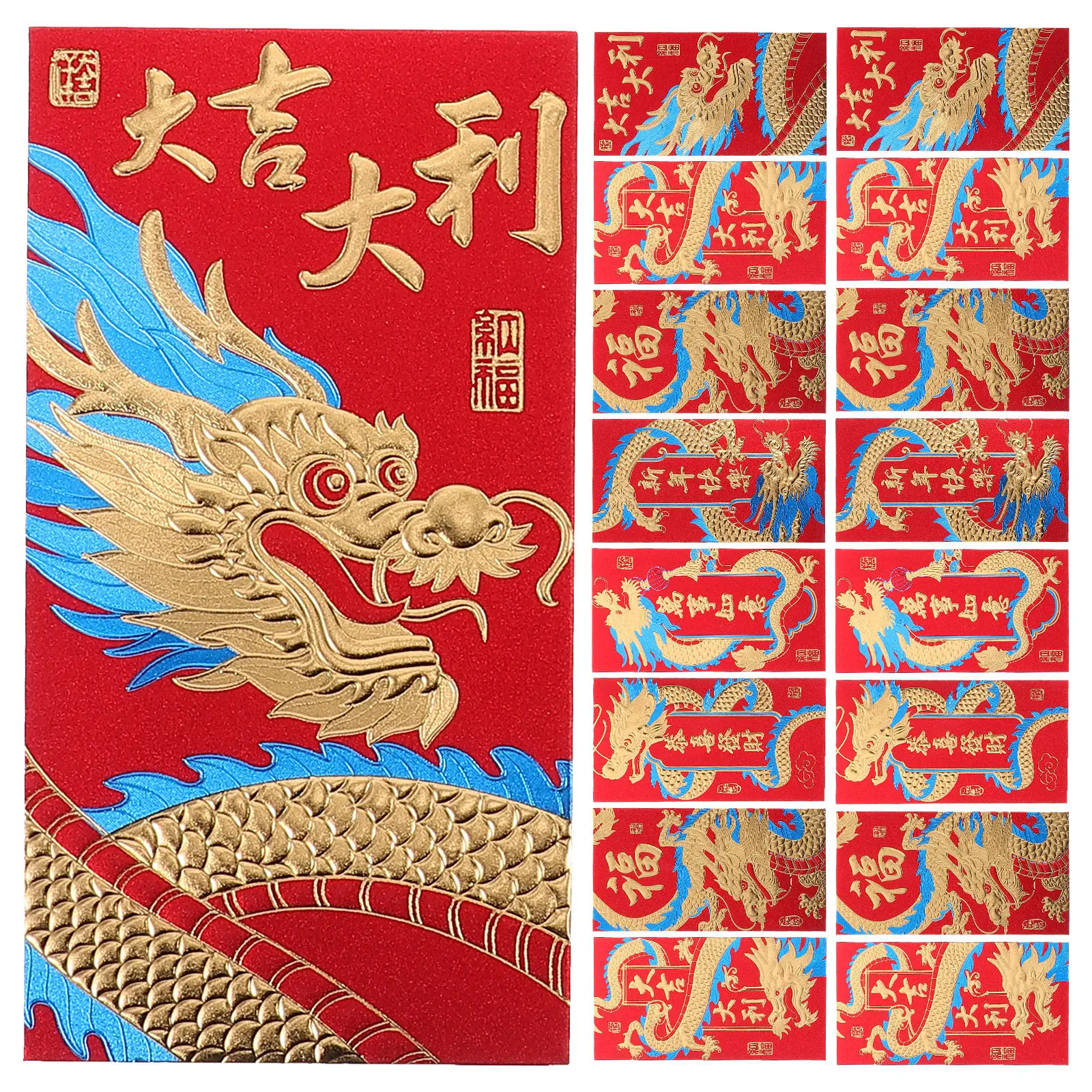 

24Pcs Dragon Year Red Envelopes Lucky Money Pouches Festival Gift Bags New Year Celebration Red Packet Money Pouch