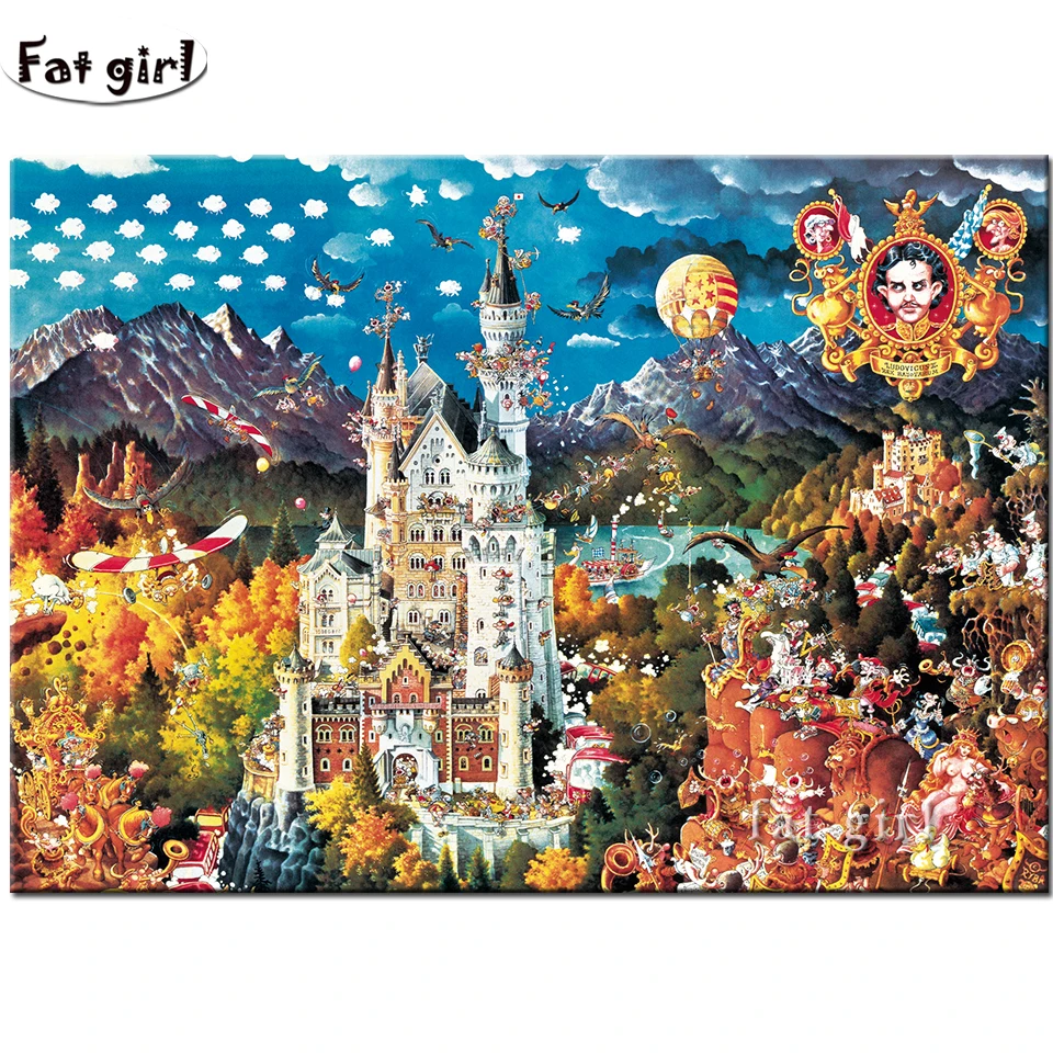 Cartoon Landscape Diy Diamond Painting Fairy Elf Castle 5d Diamond Embroidery Cross Stitch Full Square Round Drill Kids Decor