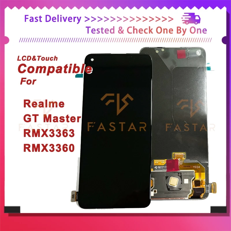

6.43"AMOLED Tested For Realme GT Master RMX3363 RMX3360 LCD Display Touch Screen Sensor Digitizer Assembly Replacement GT Master