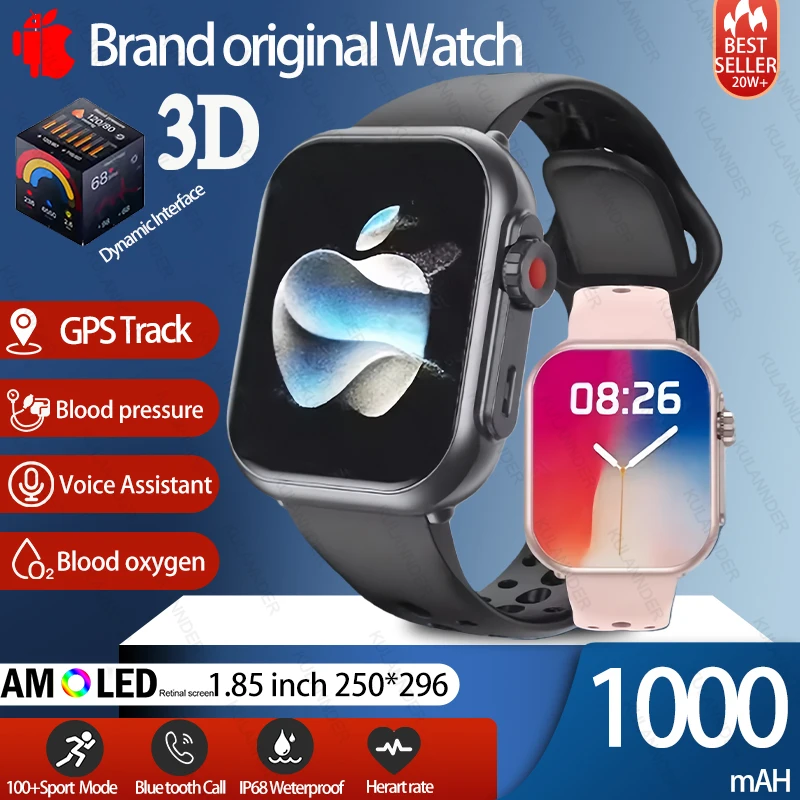

2025 New For Huawei Xiaomi Smart Watch Men Women 1.85-Inch HD AMOLED Full Touch Screen IP68 Waterproof Bluetooth Call SmartWatch