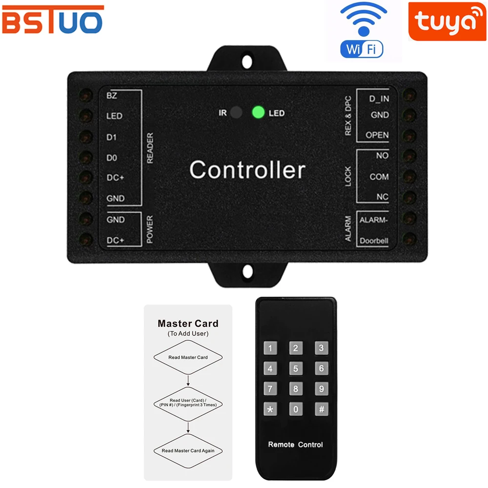 

Wifi Tuya APP Mini Single Door Access Control Board Wiegand 26~44 Bits Input 1000 User Mobile Control Access Control Panel