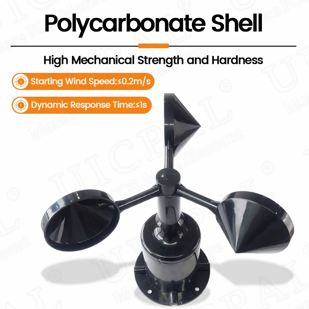 Sensore di direzione della velocità del vento a 3 tazze Stazione meteorologica Outdoor Policarbon 30 m/s Anemometro Uscita sensore RS485 4-20MA 0-5